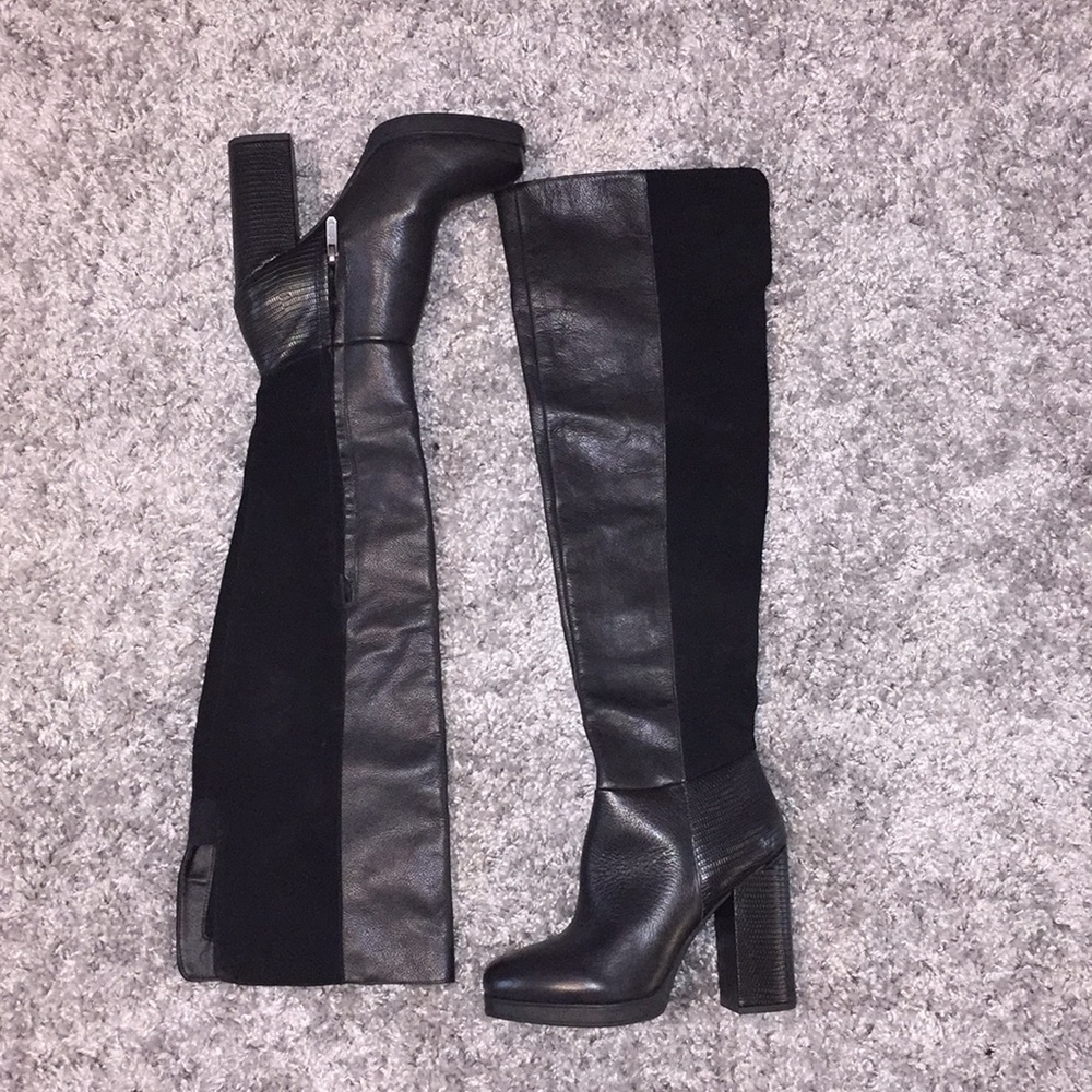 Thigh High Chunky Block Heel Boots